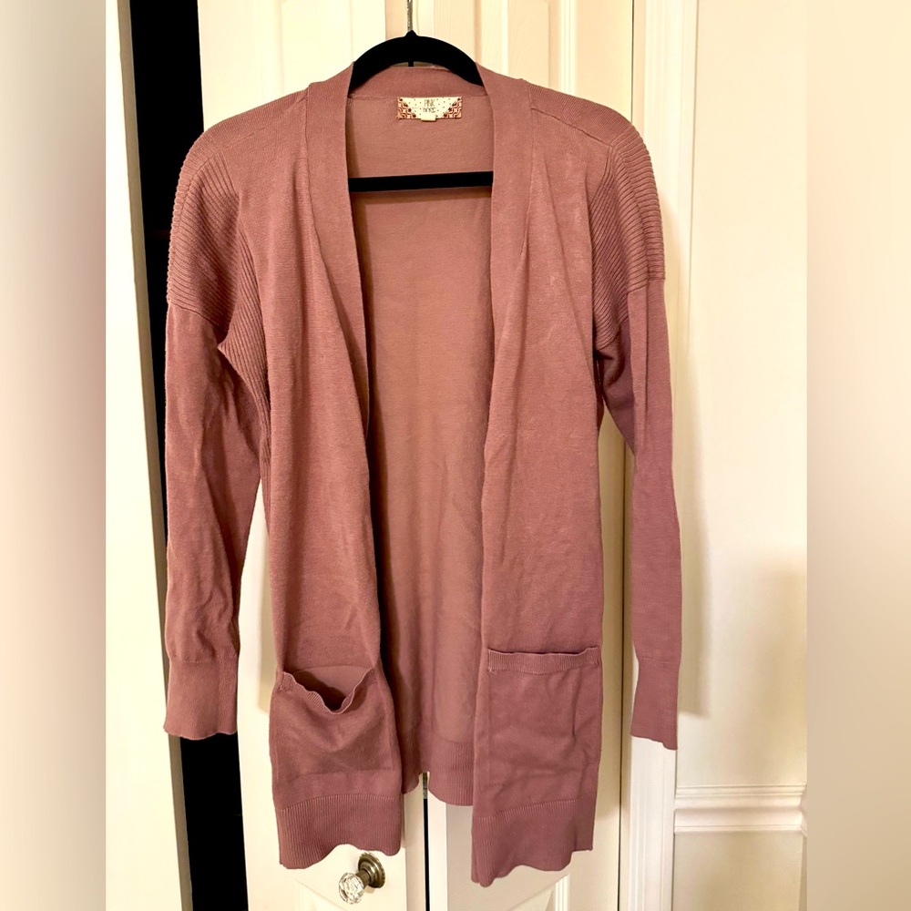 Mauve Cardigan with Pockets